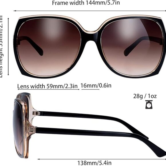 Oversized Square Jackie O Cat Eye Hybrid Butterfly Fashion Sunglasses - Picture 5 of 6